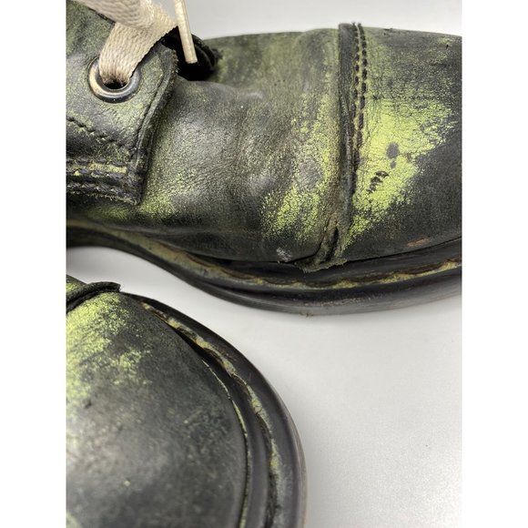 Dr. Martens Aimilita BLACK GREEN Leather Boots Womens SIZE 8 Combat Foldover DI - Picture 3 of 9